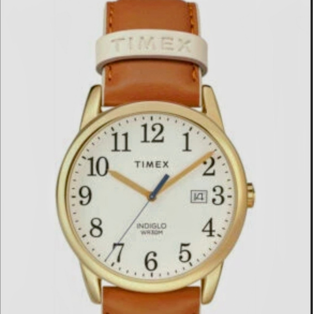 Women's Timex Easy Read Indiglo  Gold Watch with Tan Leather Strap